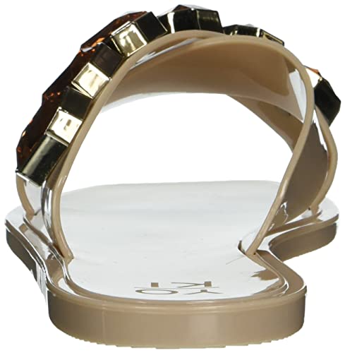 Yoki-Mitex-13 Flat Jelly Eva Sandals With Stone Design On Upper, Nude, 6 M Us #TOP2