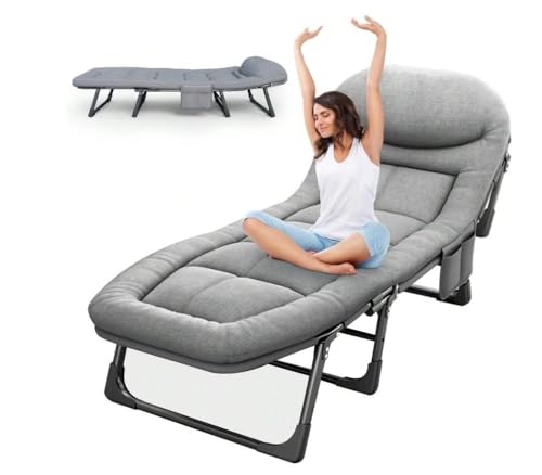 Opaeroo Foldable Bed With Mattress Full Size, Comfortable And Breathable, Sturdy Structure, High Resilience Cotton, Folding Camping Cot, For Home Office Travel Medium