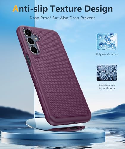 Image of FNTCASE for Galaxy A17 /A16 5G Phone Case - Samsung A17 Military Grade Drop Protection, 14ft Drop Tested, Screen Protector Included, Anti-Slip Textured, TPU+PC Dual Layer Shockproof Cover (Burgundy)