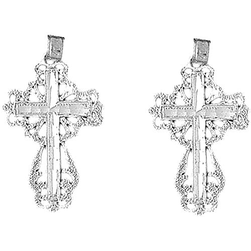 Jewels Obsession Floral Cross Earrings | 14K White Gold Floral Cross Lever Back Earrings - Made In Usa #TOP30