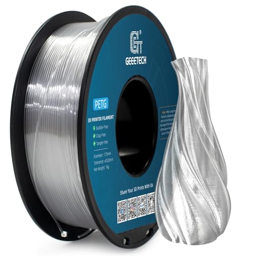 GEEETECH 3D Filament PETG 1,75 mm 1 kg para impresora 3D, precisión dimensional +/- 0,02 mm (transparent)