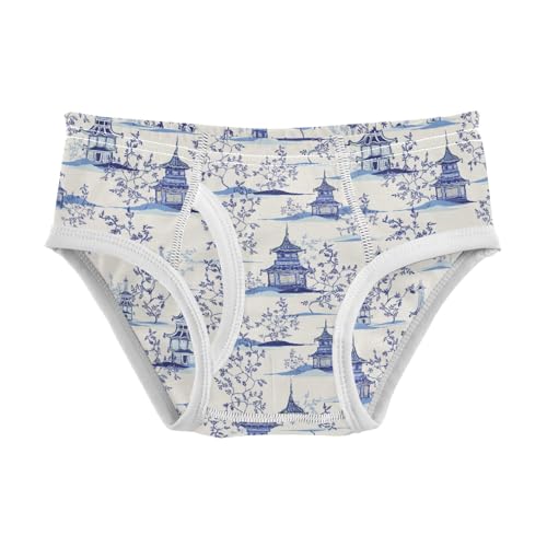 Boys' Exclusive Briefs Toddler Underwear 95% Combed Cotton Boxerbriefs 2T Blue and White Pagoda 37 - Main Image