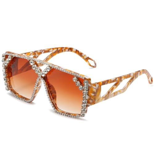 Lunettes de soleil luxe en strass surdimensionnées haut de gamme UV400