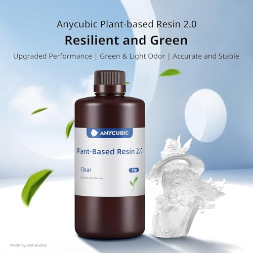 Image of 3IDEA Plant-Based 3D Printer Resin 2.0, 405nm Plant-Based Rapid Resin 2.0, Low Odor, Photopolymer Resin for LCD 3D Printing,1kg Clear