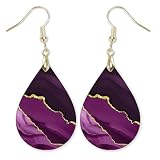Magenta Plum Purple and Gold Earrings for Women Dangle Teardrop Handmade from The Painted Pug