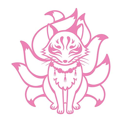Handsome Japanese Kitsune 6 inch Light Pink Indoor Outdoor Vinyl Decal