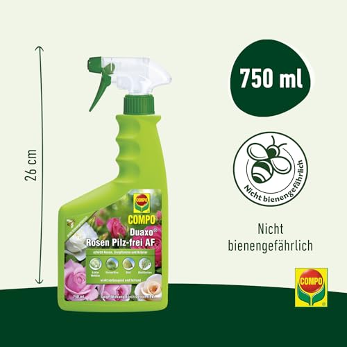 Compo Duaxo Rosen Pilz-frei AF, Bekämpfung von Pilzkrankheiten an Rosen, Zierpflanzen und Kräutern, Anwendungsfertige Handsprühflasche, 750 ml
