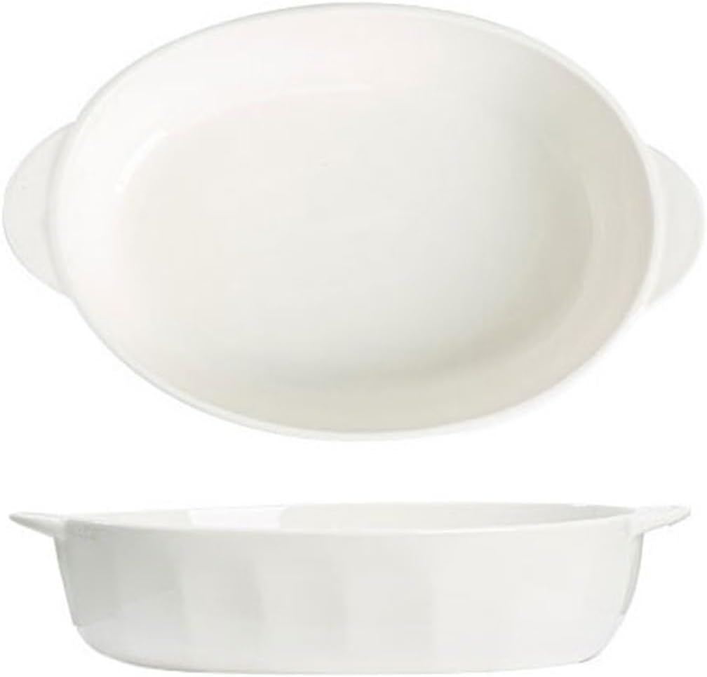 Baking Dish طبق خبز جبن من السيراميك بلون مزدوج الأذن، طبق خبز منزلي بيضاوي، طبق خبز ذو سعة كبيرة Lasagne Dish