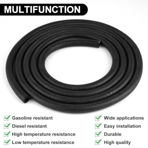 Image of Fuel Line Hose 3 /8 Inch ID (10mm) 10FT NBR Neoprene Rubber Push Lock Hose High Pressure 300PSI For Automotive Fuel Systems Engines