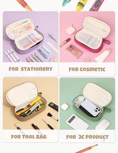 Image of SUNEE Cute Pencil Case, Large Pencil Pouch, Soft Corduroy Fabric Big Pencil Bag with Zipper, Kawaii Pen Bag Stationery Storage and Organizer, School Supplies for Teen, Student, Boys, Girls, Khaki