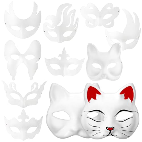 Masques de cosplay en papier pour festival et carnaval, accessoires de fête à peindre