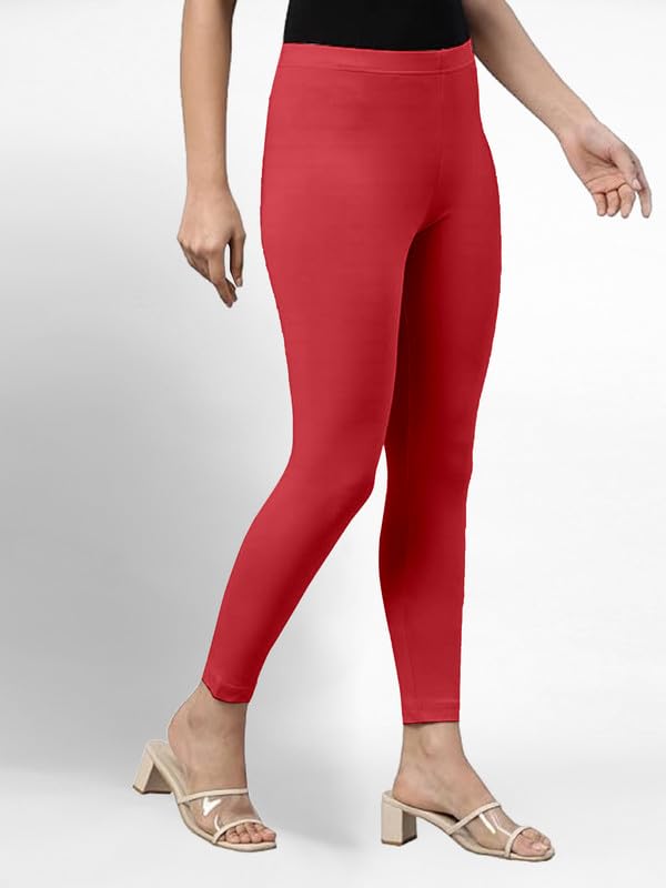 Image of TRENDMALLS Women's Super Combed Cotton Elastane Stretch Ankle Length Leggings with Ultrasoft Waistband