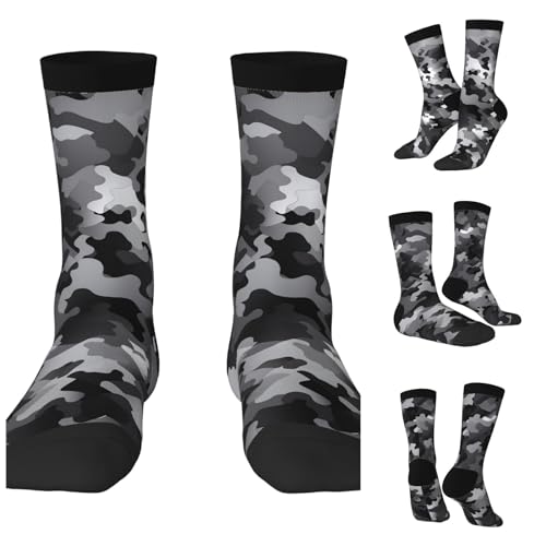 Athletic Socks for Men Sport Running Calf Socks Black White Gray Camouflage Crew Socks for Women Novelty Socks