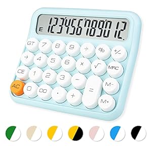 Standard-Calculator-12-DigitDesktop-Large-Display-and-ButtonsCalculator-with-Large-LCD-Display-for-OfficeSchool-Home-Business-UseAutomatic-Sleepwith-Battery6-515in-Cyan-and-White