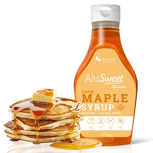 Alusweet Allulose Sugar Free Maple Syrup - For Pancakes - Zero Sugar & Zero Calories - Keto Friendly - Non-GMO - Sugar Substitue - Gluten Free - Waffles, Oatmeal, Desserts and Breakfast 11.3 fl oz
