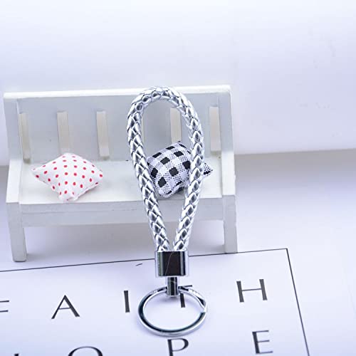 image for Nomel 5 Colors Braided PU Leather Strap Keyring Keychain, Leather Keyr