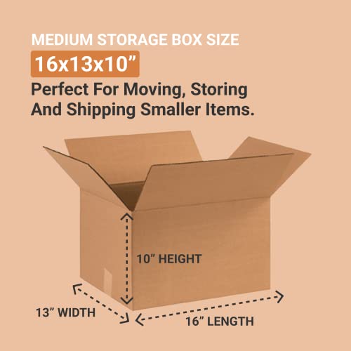 Image of AVIDITI 16 x 13 x 10 Corrugated Cardboard Boxes, Medium 16 inchL x 13 inchW x 10 inchH, Pack of 25 | Shipping, Packaging, Moving, Storage Box for Home or Business, Strong Wholesale Bulk Boxes