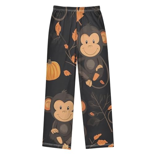 ZZXXB Monkey Maple Leaves Boys Long Pants Soft Trousers Elastic Waist Kids Lounge Bottoms with Pockets S-XL2