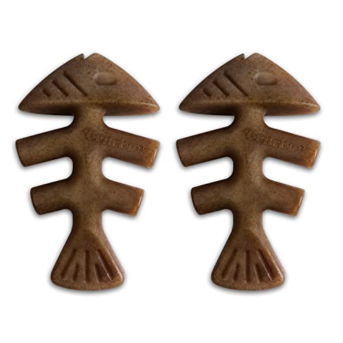 Benebone Durable Fishbone Dog Chew Toy for Aggressive Chewers Jack Salmon, Tiny 2-Pack, Made in USA, REAL Jack Salmon