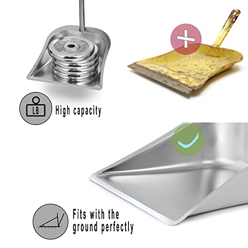 SUTINE Besen und Kehrschaufel Set für Zuhause, Edelstahl Besen mit Kehrschaufel Combo Set, 142,2 cm verstellbarer langer Griff Innenbesen Stehender Kehrschaufel und Besen Set für Küche Büro Indoor – Bild 7