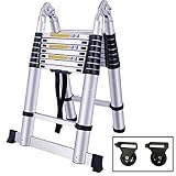 [page_title]-HENGMEI 5M Alu Teleskopleiter Klappleiter Stehleiter Schiebeleiter Mehrzweckleiter Leiter Anlegeleiter Aluleiter (5M, Klappleiter)