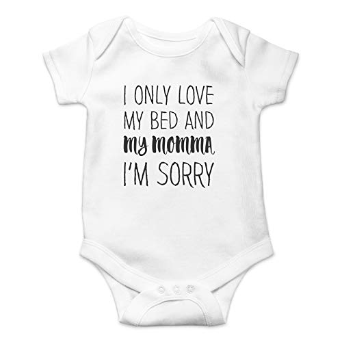 Love My Bed And My Momma, Sorry - Mamma s Boy - Funny Cute Infant Creeper, One-Piece Baby Bodysuit (White, Newborn)