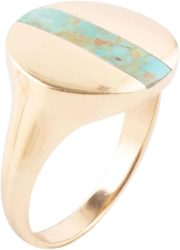 Barse Jewelry Signet Turquoise and Bronze Circle Ring