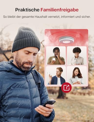 X-Sense Smarter Rauchmelder WLAN mit Sprachausgabe und 17 Standorten, Feuermelder, Rauchmelder vernetzt, 33 mm… – Ansicht 5