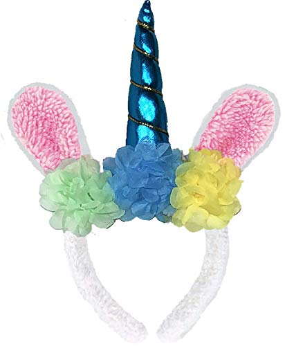 Cottontail Critters Bunny Unicorn Headbands Easter (Blue, 1)