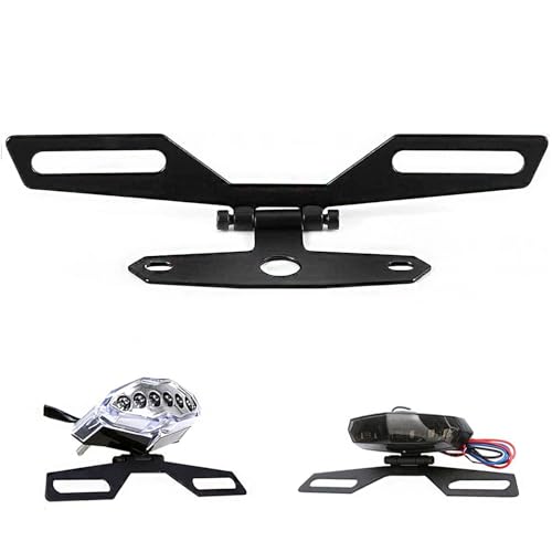 ANKIA Universal Adjustable Motorcycle Fold License Plate Tail Light Holder Motorbike License Plate Mount Holder Bracket for Suzuki Ducati Honda (Motorcycle License Plate Bracket)