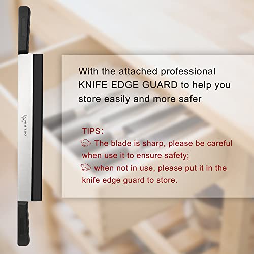 Delfina 15 Inch Double Handle Cheese Knife With Blade Protector, Stomatal Blade With 5" Plastic Comfortable Handles, Cheese Knife For Cheese,Cakes,Vegetables,Butter,Soaps #TOP5