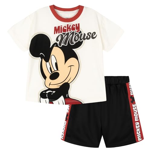 Disney Mickey Mouse Toddler Boys T-Shirt and Shorts Outfit Set White/Red/Black 3T
