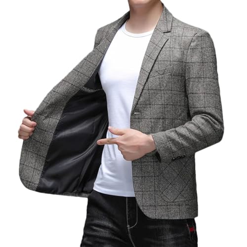 Men's Plaid Business Casual Blazer Coat Wedding Dinner Party Daily Jacket