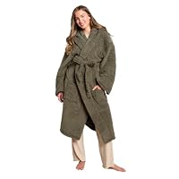 OHS Teddy Dressing Gown Womens Ladies Night Gown, Woodland Green - Adults