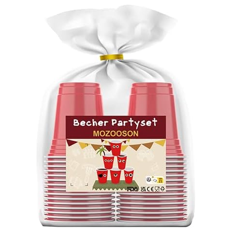 MOZOOSON Red Cups - 30PCS Disposable Cups 12oz Reusable Cup Set, Red Plastic Cups for Birthday, Barbecues, Party, Camping, Travel, Wedding Cover