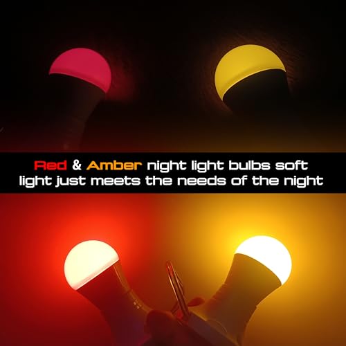 Image of Red Light Bulbs for Sleep, 100% Blue Light Blocking,A15 3W Red Night Light | Red LED Bulbs 25w-40w Equivalent, E26 Base for Bedroom Sleep,Baby Nursery,Porch,Holiday Christmas Lighting,Non-Dimmable,4Pack