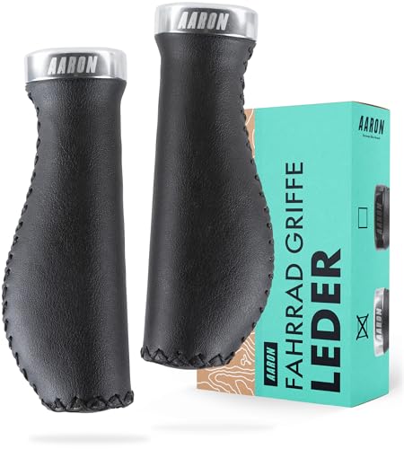 AARON Vintage Leder (wasserresistente) Fahrradgriffe mit dämpfender...