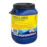 SOLEILUX Cloro Lento 90%, 25 kg di Tricloro in Pastiglie da 200 grammi per Piscina, a Lenta Dissoluzione, Trattamento per Mantenere Costante il Livello del Cloro nell' Acqua di Piscine