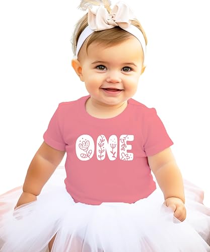 Image of Floral Numbers Ages 1-7 Birthday Girl Shirt for Baby & Toddler Youth Girls