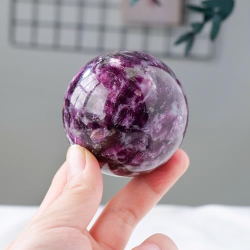 Purple Quartz Kunzite Stone Crystal Ball Polished Globe Crystal Home Decoration Ornaments (Size : 5.5-6cm)