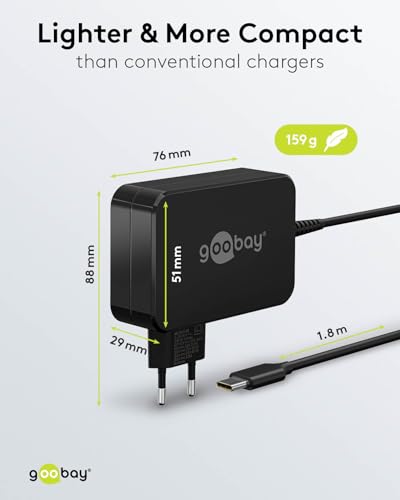 Alimentation USB C 65W de haute précision Goobay pour MacBook Pro et ordinateurs