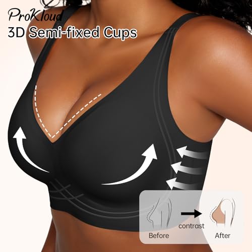 Image of ProKloud WirelessTriangle Bralettes for Women Plunge Unlined Unpadded Bras | No Underwire Comfortable Everyday Tshirt Bra,Hook and Eye Closure