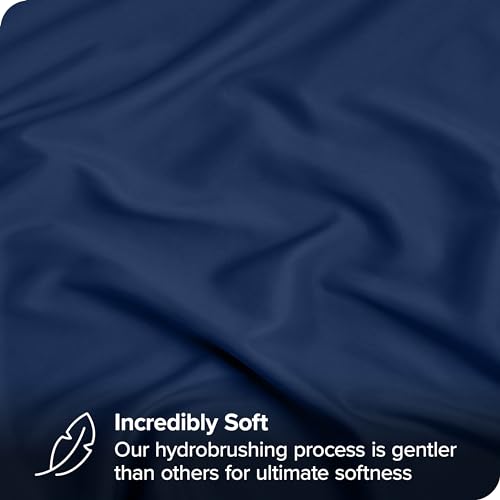Bare Home Emperor Fitted Bottom Sheet - Premium 1800 Ultra-Soft Microfibre - Wrinkle Free - Deep Pocket 35 CM (15") - Dark Blue - Image 2