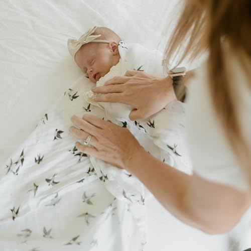 Image of Little Unicorn Muslin Swaddle Blanket for Newborns & Infants | Soft & Breathable Fabric | Baby Blanket for Swaddling, Nursing, Shower Gifts (Swallows)
