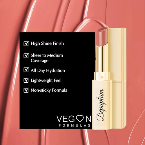 Image of Depuplum Nude Pink Lipstick for Women Moisture Lip Gloss Tinted Lip Balm | Sheer Nourishing Hydrating Glossy Creamy Lipstick Glow Reviver Lip Stick for Dry Lips,DM70 Peach Nude