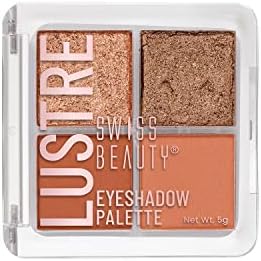 Swiss Beauty Lustre Eyeshadow Palette | 4 Highly Pigmented Shades in Matte & Shine |Long-Lasting | All Skin Types | Shade- Nude Addict, 5gm