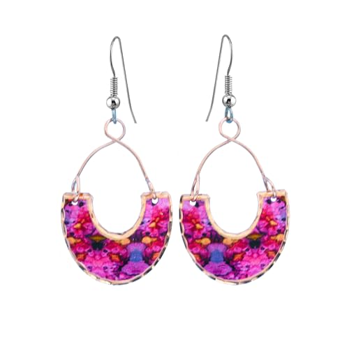 FRONT LINE JEWELRY Pendientes de alambre de cobre con diseño de nativos americanos, color rojo, rosa, verde, azul, negro, amarillo, diseño de oso, con tinta alcohólica, joyería artística, Cobre, No es