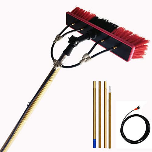 Extensión de Cepillo de escobilla de Goma para Limpieza de Ventanas con alimentación de Agua de 12 a 30 pies, telescópica de Largo Alcance, Equipo de Limpieza de Paneles solares para inverna