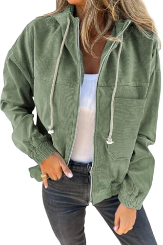 YUTILA Cord Jack Damen frühling Herbst Übergangsjacke