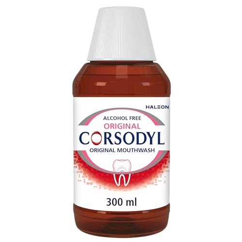 Corsodyl Prevents gum disease & Bleeding Gum Treatment, Medicated Antibacterial Mouthwash, Original Alcohol Free, 300 ml